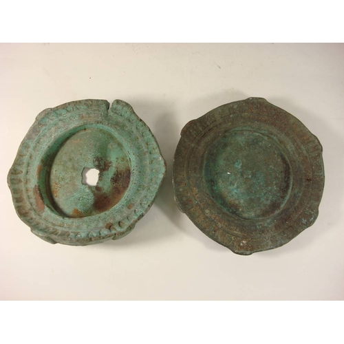 288 - Two late 19th /early 20th century 10 inch obturating plates for '9 Gun': stamped as per title to rev... 