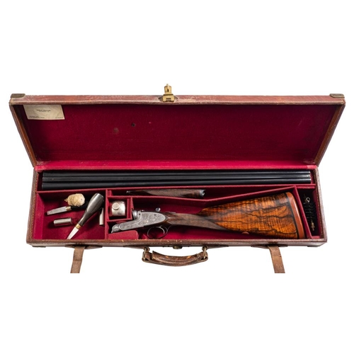 54 - A Boss and Co double barrel twelve bore easy opening ejector: No 22894, plain 28 inch barrel over sc... 