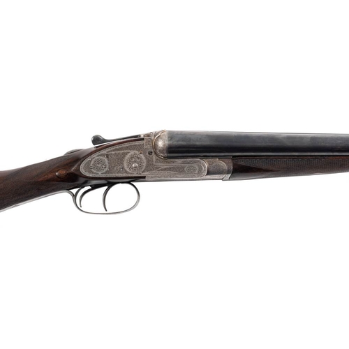 55 - A Joseph Lang double barrel 12b sidelock ejector:  28 inch barrels No.8604, scroll engraved fences a... 