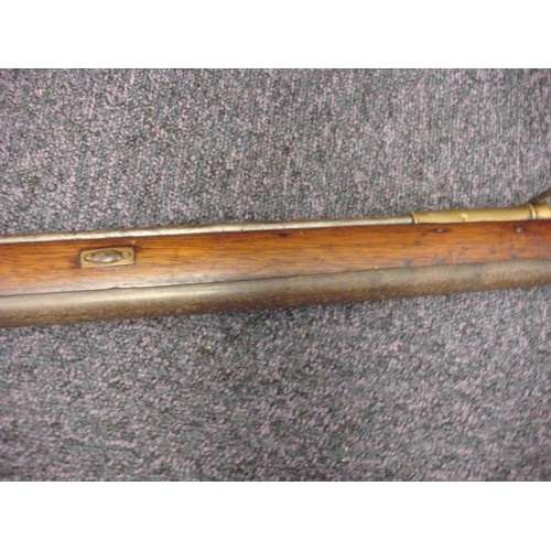 58 - A 19th century-style percussion cap musket: the 36 inch barrel with steel ramrod beneath, plain back... 