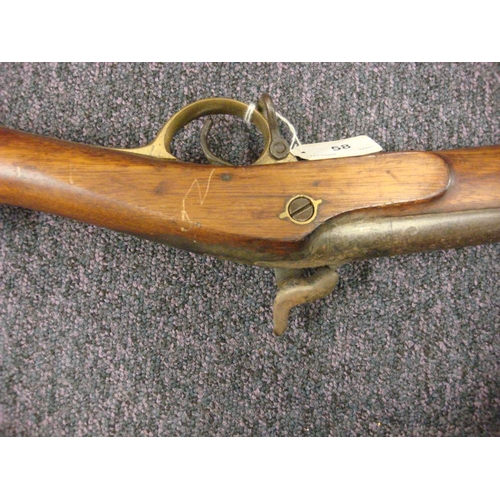 58 - A 19th century-style percussion cap musket: the 36 inch barrel with steel ramrod beneath, plain back... 