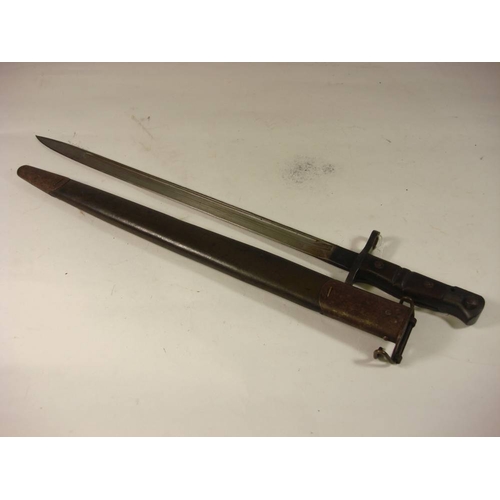 78 - A US Model 1917 bayonet by Remington:, the straight single edge blade stamped as per title over two ... 