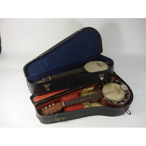 876 - An eight string 'Dulcetta' ukulele banjo by John Grey & Sons, London in case: together with a Keetch... 