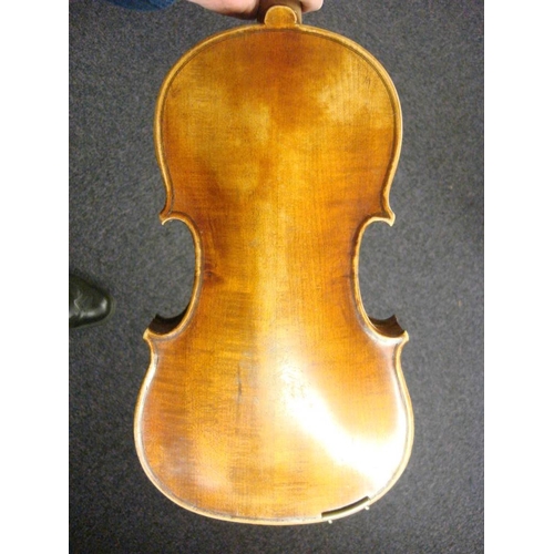 878 - A Czechoslovakian viola: scroll carved headstock over ebony finger board and body with two piece bac... 