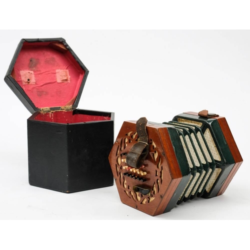 881 - Louis Lachenal. A forty-eight button fret cut concertina: with paper label to one end as per title, ... 