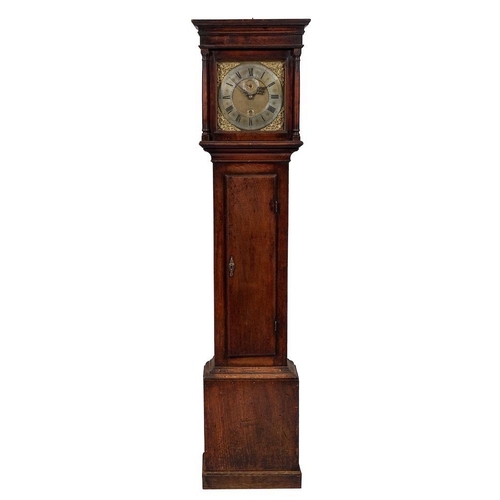 Oak Antique Tall Case Grandfather Clock, Brass Cherub Dial