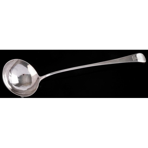 790 - A George III Old English pattern soup ladle, maker Richard Redrick, London, 1771 : crested, 33cm lon... 