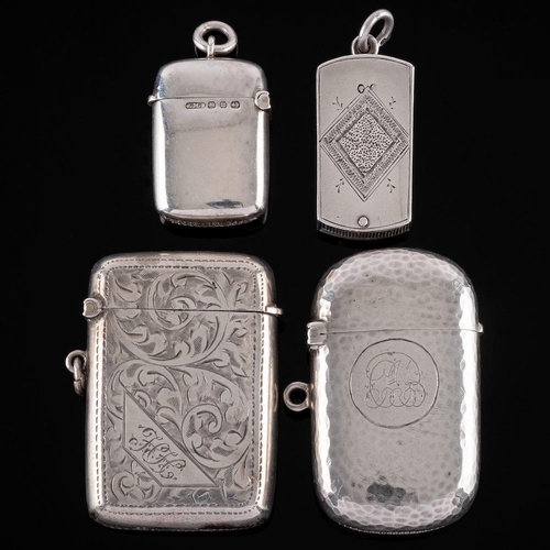 817 - A George V silver vesta case, maker John Rose, Birmingham, 1924: initialled, with foliate engraved d... 