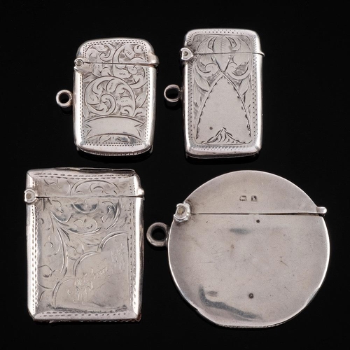 820 - An Edwardian silver vesta case, maker A & J Zimmerman Ltd, Birmingham, 1907: of circular outline, 4.... 