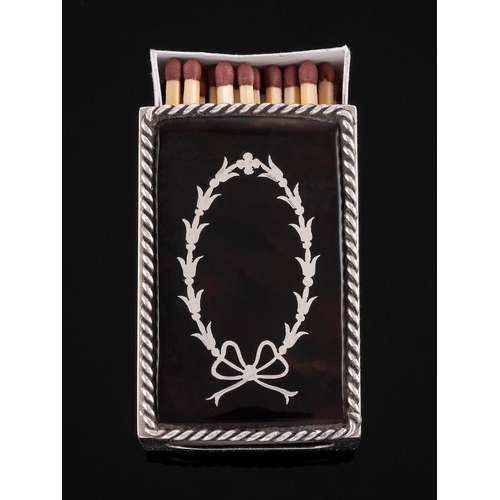 826 - A George V silver and inlaid tortoiseshell matchbox holder, maker William Neale & Son, Birmingham, 1... 