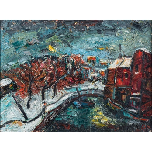 105 - * Barrington Moore Tabb [b.1934]- Winter Scene off Bristol Bridge,:- signed with initials bottom lef... 