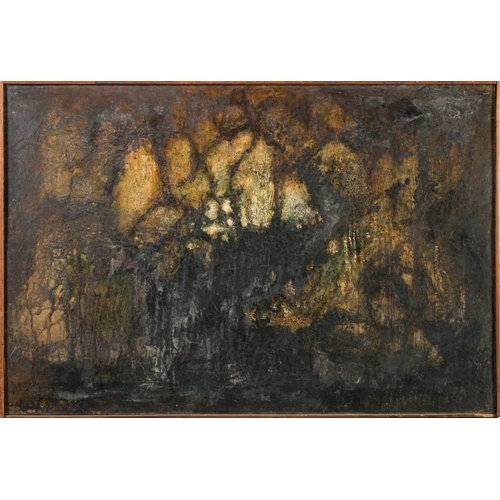 164 - * Christine Raikes [20th Century]- Chaucer The Cat; verso Rock Study,:- signed, oil on board, 54 x 6... 