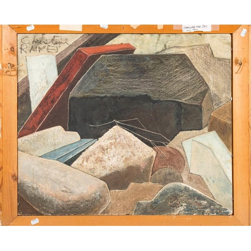 164 - * Christine Raikes [20th Century]- Chaucer The Cat; verso Rock Study,:- signed, oil on board, 54 x 6... 