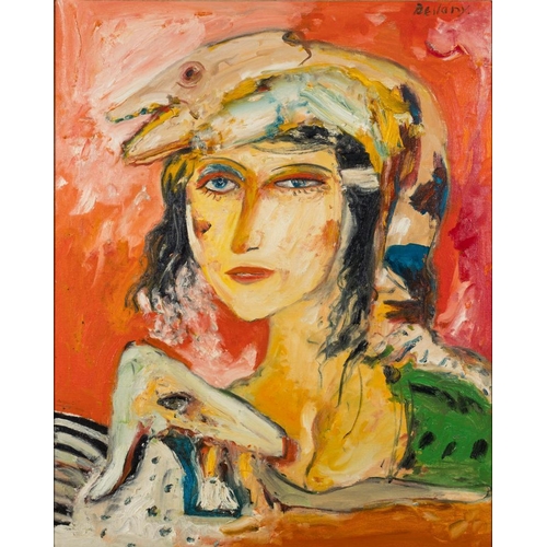 167 - * John Bellany [1942-2013]- Woman with Lamb,:- signed top right oil on canvas, 75 x 60cm.  * Provena... 