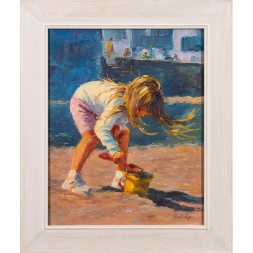 212 - * Russell Pond [Contemporary]-  Rockpooling; Sandcastles,:-  two, both signed oils on canvas, each 4... 