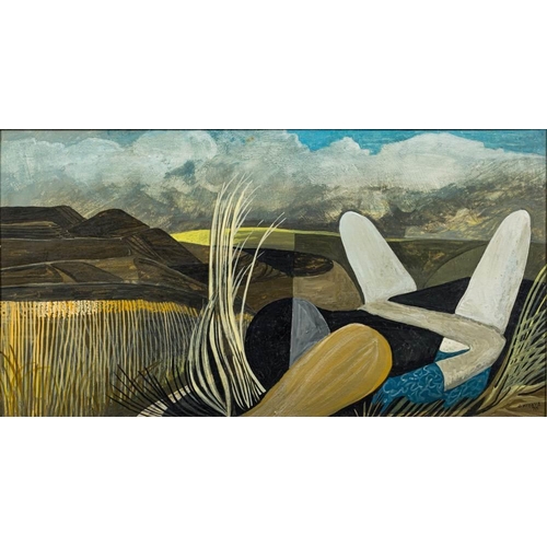 22 - * Reginald James Lloyd [1926-2020]- Maiden Castle, Dorset, reclining figure in the foreground,:- sig... 