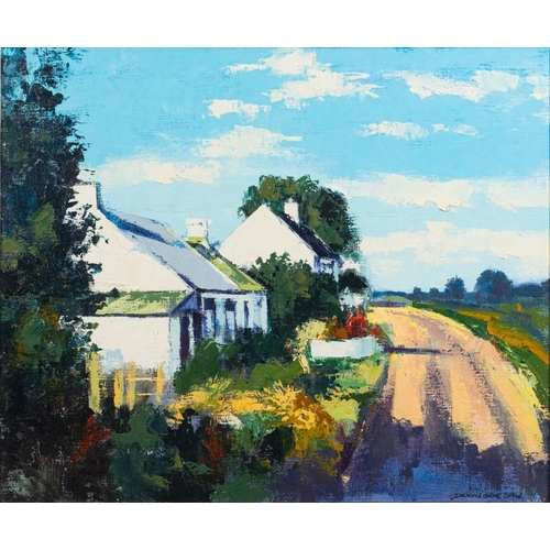 38 - * Dennis Orme Shaw [b.1944]- Cottages, Lisbane, Ards Peninsula,:-  signed bottom right further signe... 