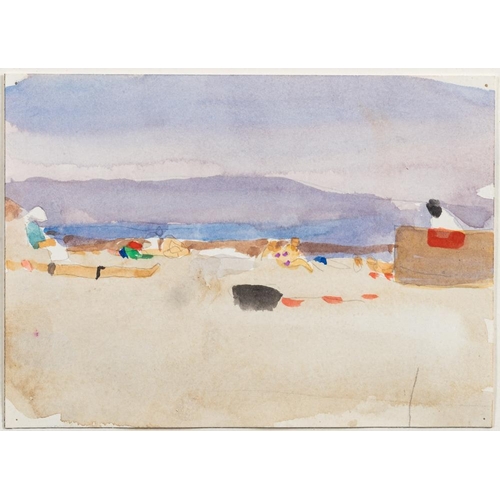 43 - * Danny Markey [b.1965]- Heavy Sky 1995; Beach Scene,:- two, each signed on the backboard watercolou... 