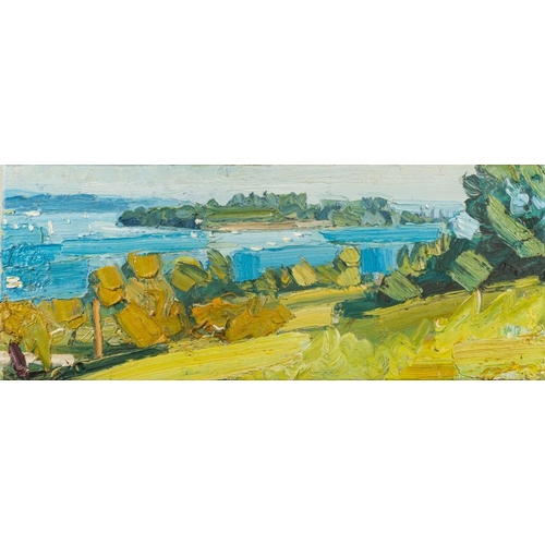 45 - * George Rowlett [b.1941]- Summer coastal view,:- signed, inscribed and dated 1991 on the reverse oi... 