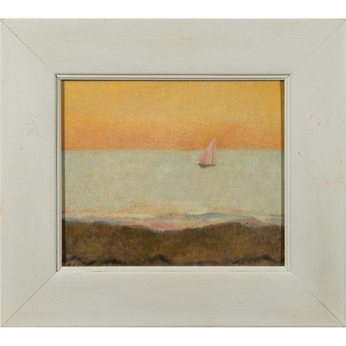 46 - * Susan Caines [b.1935]- Pink Sails; Pink Boat Sailing,:- two, both signed and inscribed on the reve... 