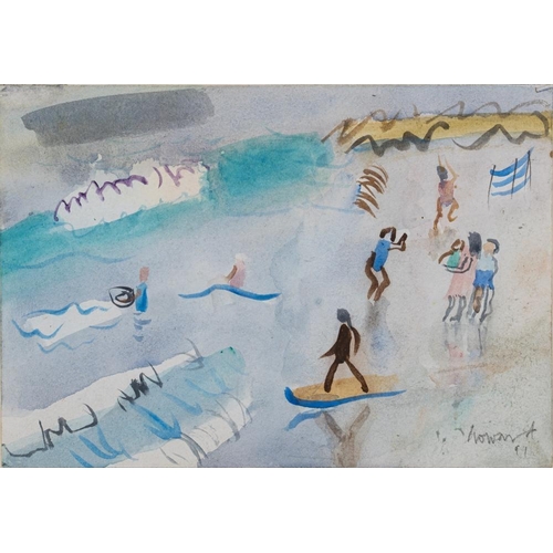 69 - * Howard [b.1932]- Beach scenes,:- two both signed and dated watercolours, each 15 x 21cm. [2]