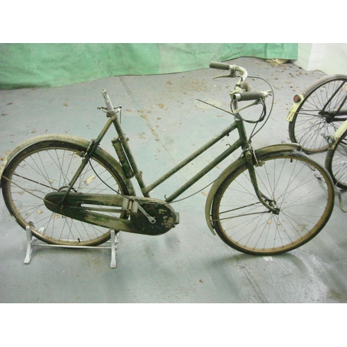 713 - A Raleigh all steel bicycle: step through frame with plated handlebars, lever brakes, three speed ge... 