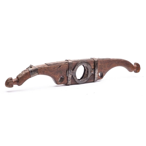 36 - WITHDRAWN LOT    A late 19th/ early 20th century oak and iron bound Oxen yoke: 125cm wide