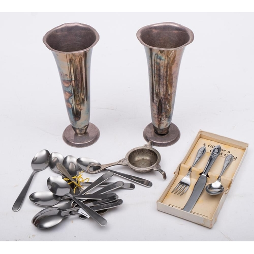 272 - A pair of War Department issue silver plated vases by WMF: together with a collection of various sil... 