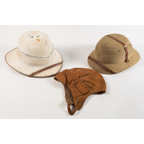 281 - A lacquer hat tin by Gieves, London, inscribed 'F Parkhurst': together with a Wolseley pattern pith ... 