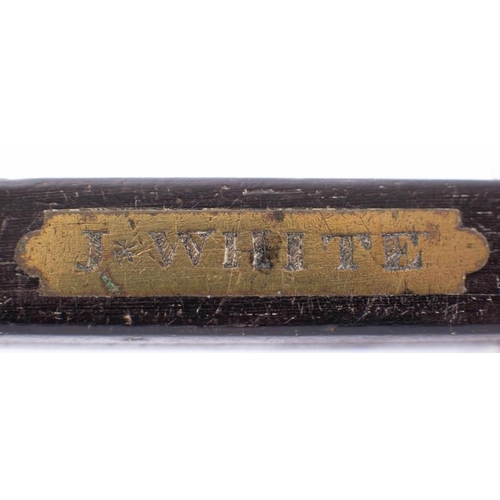 28 - An early 19th century 12 inch ebony and brass bezel:  dated to cartouche '1827' on one side and 'J W... 