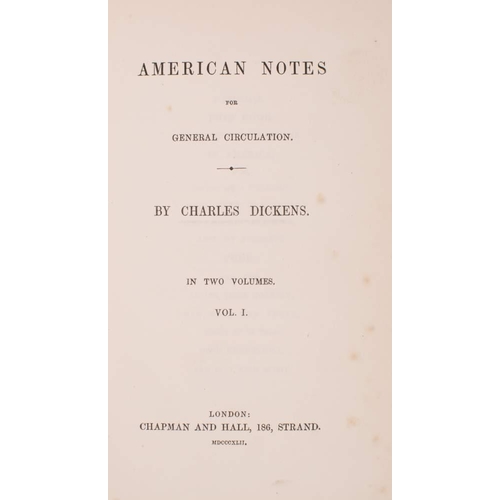 100 - DICKENS, Charles - American Notes for General Circulation : 2 vols in one, half calf, 8vo, Chapman &... 