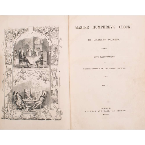 103 - DICKENS, Charles - Master Humphrey's Clock : 3 vols, illust, tall 8vo, Chapman & Hall, 1840-41.