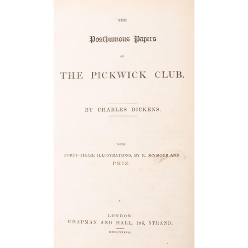 109 - DICKENS, Charles - The Postumous Papers of the Pickwick Club : eng. title, 41 plates, half morocco r... 