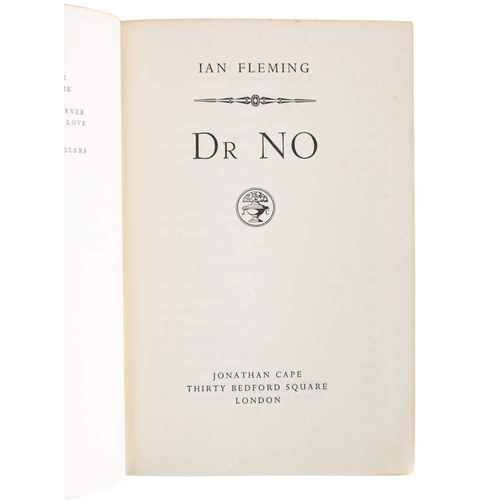 123 - FLEMING, Ian - Dr No : org. black cloth lettered in silver on the spine, slight lean to text block, ... 