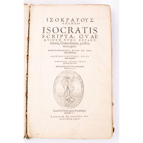 148 - ISOCRATIS :  Isokratous Apanta. Isocratis scripta, quae Quidem nunc extant,omnia Graecolatina, postr... 