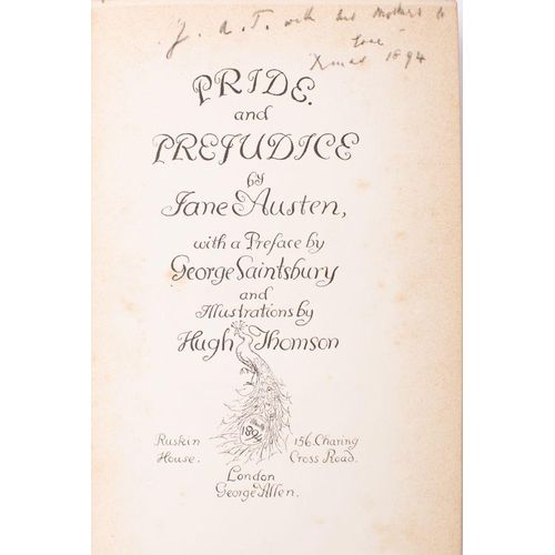 15 - AUSTEN, Jane - Pride and Prejudice illus. Hugh Thompson, dark green 'feathers' binding, lean to text... 