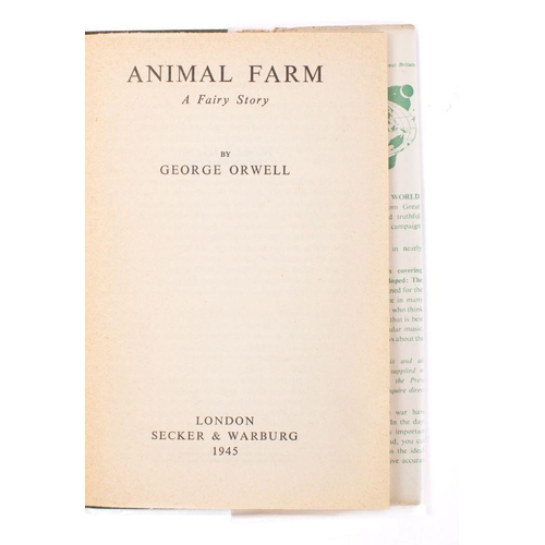 168 - ORWELL, George - Animal Farm a Fairy Story : org. green cloth with light fading mainly to the spine ... 