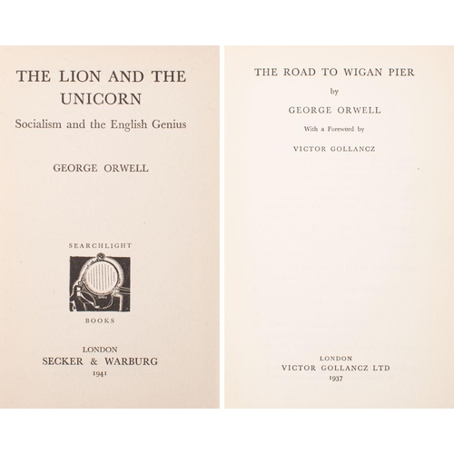 170A - ORWELL, George - The Lion and The Unicorn, 1941, first edition, d/w(damaged). With - The Road to Wig... 