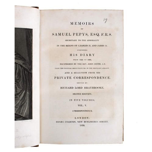 174 - PEPYS, Samuel : Memoirs of Samuel Pepys, Esq. F.R.S ... Comprising His Diary from 1659 to 1669 ... E... 