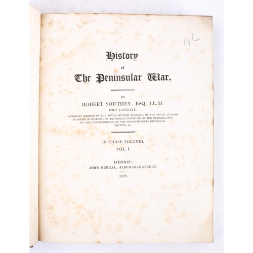 190 - SOUTHEY, Robert - History of the Peninsular War : 3 vols, half calf, 4to, John Murray, first edition... 