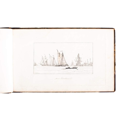 4 - MOSES, Henry - The Marine Sketch Book : 26 etched plates, cont. half calf label on the upper cover, ... 