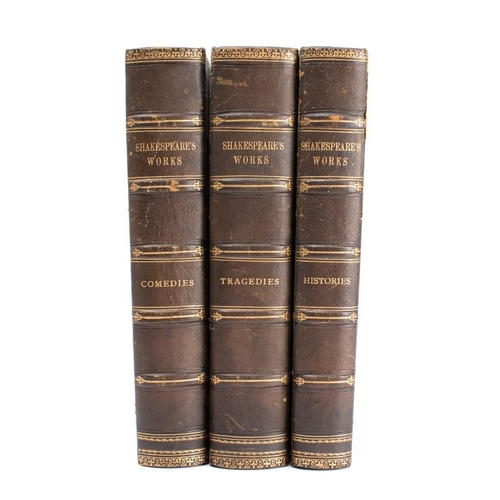 402 - SHAKESPEARE, William - The Plays, edited by Charles & Mary Cowden Clarke : 3 vols, half morocco, pri... 