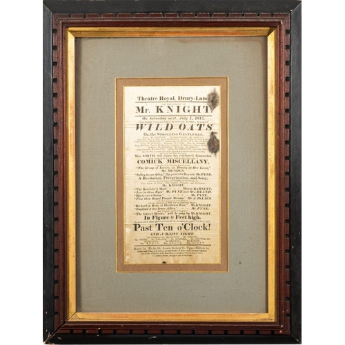 407 - THEATRICAL BROADSIDE : Theatre Royal, Drury-Lane, '' For the Benefit of Mr. Knight. On Saturday next... 