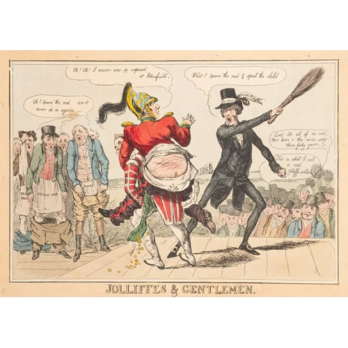 418 - CARICATURES / POLITICAL CARTOONS : contemporary hand coloured etching ... '' Jolliffes & Gentlemen,'... 