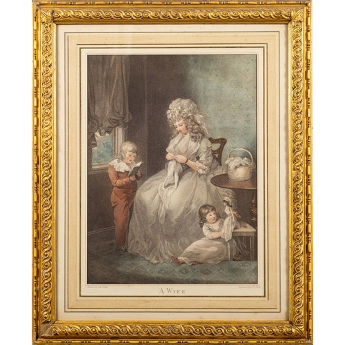 455 - SMITH, J. R  (engraver) '' A Wife,'' hand coloured mezzotint after J. R. Smith, size : 395 x 275 mm,... 