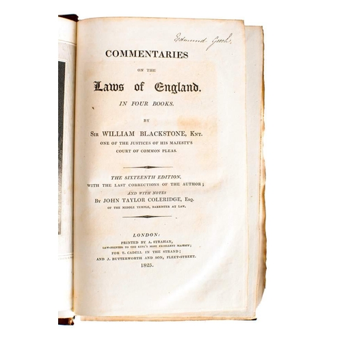 79 - BLACKSTONE, Sir William - Commentaries on the Laws of England : 4 vols, eng. portrait frontispiece, ... 