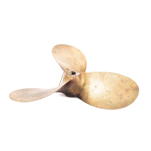 108 - A bronze three blade propeller:, unsigned, 41.5cm wide.