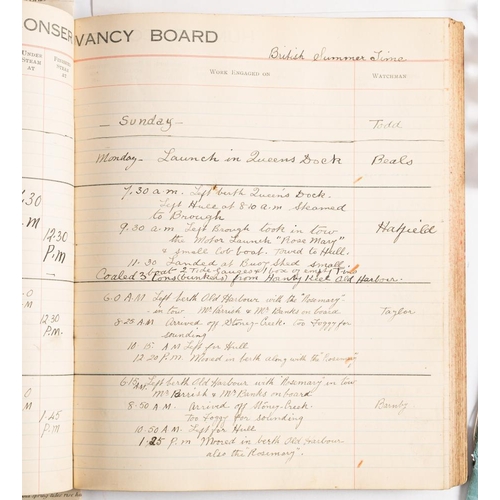 179 - Humber Conservancy Board. An early 20th century journal of the Lower Whitton Light vessel , August 1... 