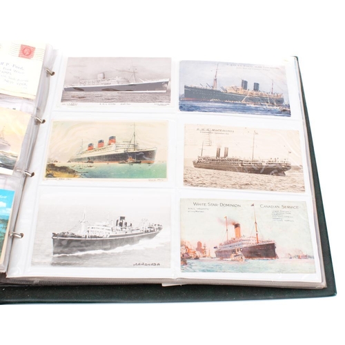 204 - An album of early to mid 20th century nautical theme postcards: including  two sets of 'Sinking of t... 