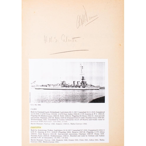 208 - HMS Calcutta (D82). A Watch and Quarter Bills book: with manuscript details of watch personnel , gun... 